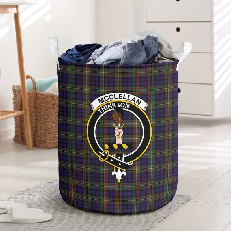 McClellan Tartan Laundry Basket with Family Crest