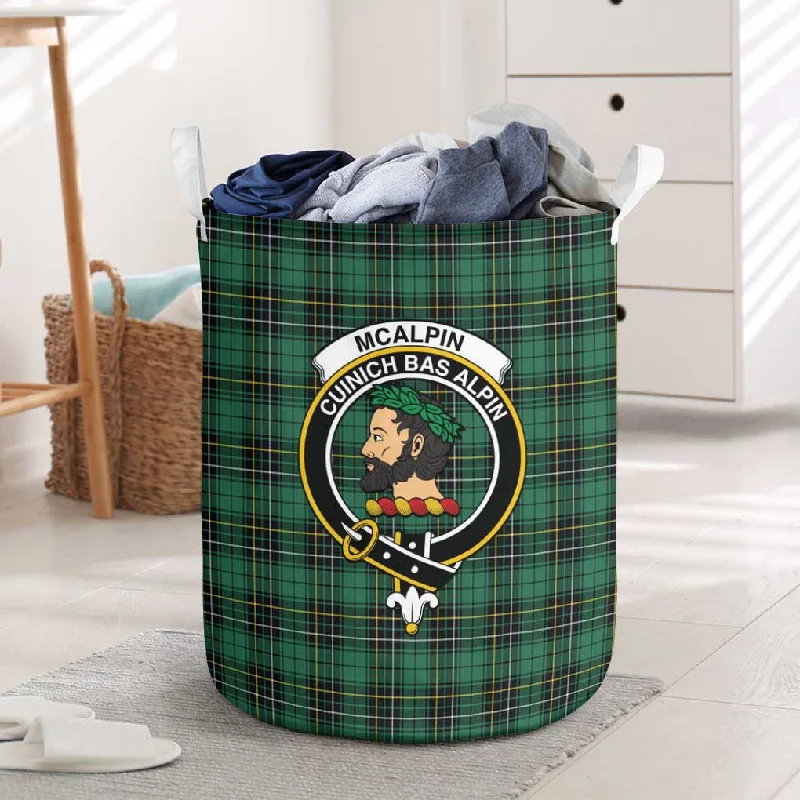 McAlpin Ancient Tartan Laundry Basket with Family Crest