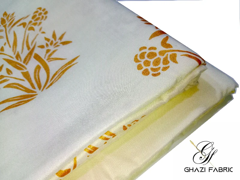 Silk unclassified dressesGhazi fabric Unstitched Linen 2 piece suit for women new collection Feroza cream color (Fz series-0067679/8) Silk unclassified dresses