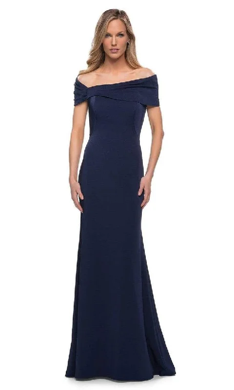 Lace unclassified dressesLa Femme 29537SC - Asymmetric Off Shoulder Evening Dress Lace unclassified dresses
