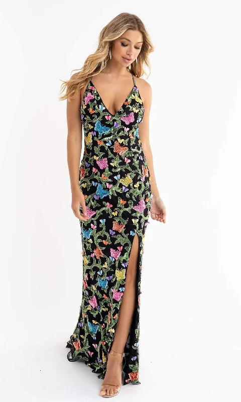 Silk unclassified dressesPrimavera Couture 3748 - Butterfly Plunging V-Neck Gown Silk unclassified dresses