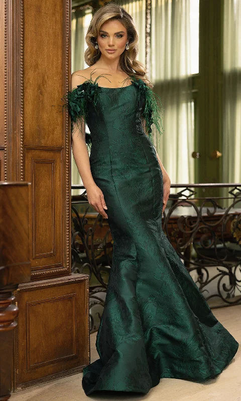 Everyday wear unclassified dressesTerani Couture 242E3160 - Feather Off-Shoulder Trumpet Evening Ground Everyday wear unclassified dresses