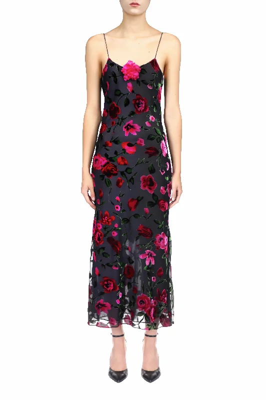 Off-shoulder unclassified dressesVelvet Devoré Slip Dress With Silk Flower Pin Off-shoulder unclassified dresses